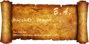 Baczkó Ahmed névjegykártya